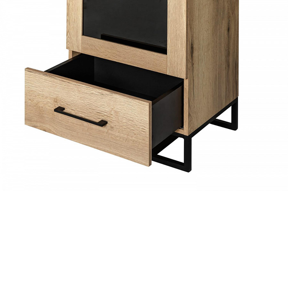 Шкаф-витрина в стиле лофт с чёрной стеклянной дверью Urban Style Space