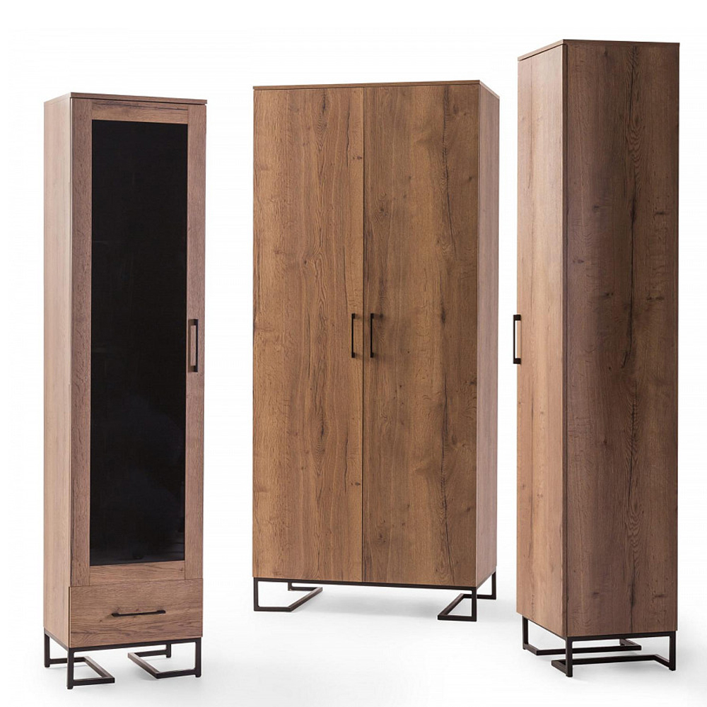 Шкаф-витрина в стиле лофт с чёрной стеклянной дверью Urban Style Space 2