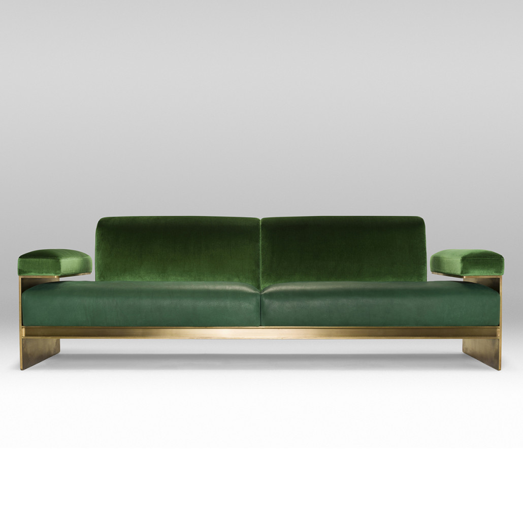 Эксклюзивный Диван в стиле Арт-деко Phoenix с элегантными латунными элементами