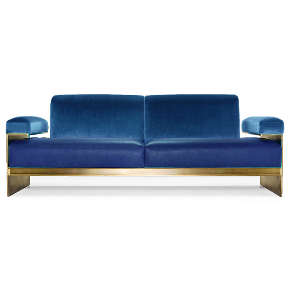 Эксклюзивный Диван в стиле Арт-деко Phoenix с элегантными латунными элементами