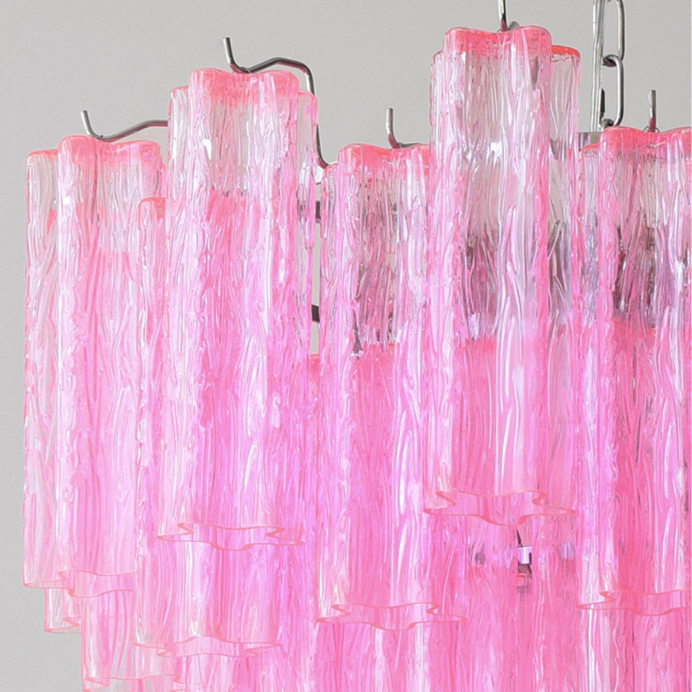 Элитная Люстра Textured Glass Pink Chandelier Ярко Розовое стекло