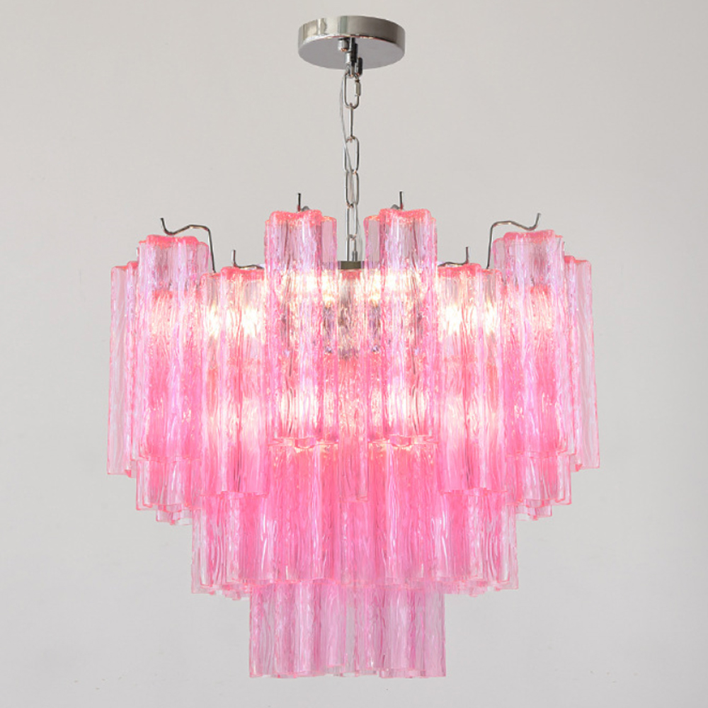 Элитная Люстра Textured Glass Pink Chandelier Ярко Розовое стекло