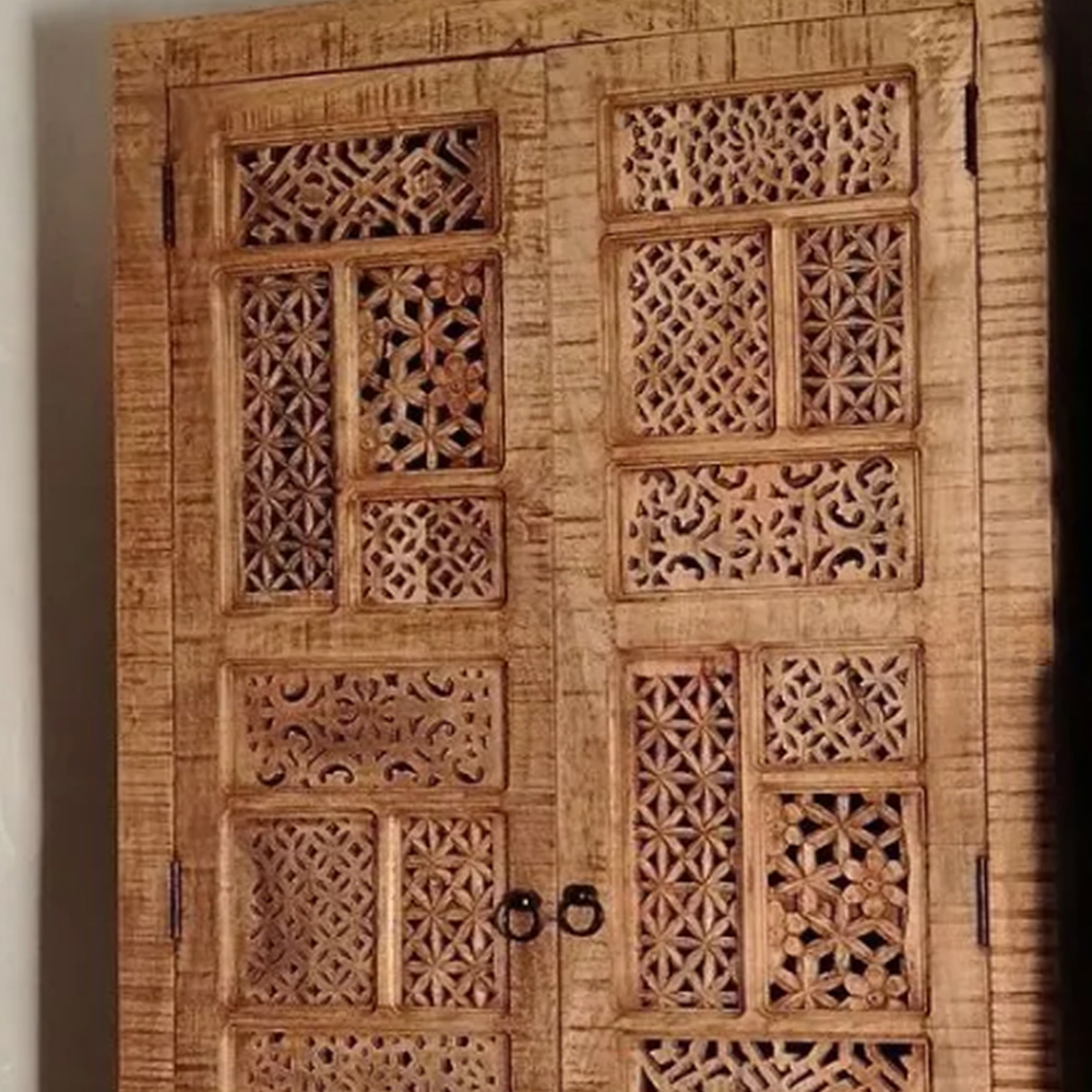 Этнический шкаф с орнаментом резьба из дерева Indian Antique Furniture