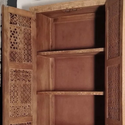 Этнический шкаф с орнаментом резьба из дерева Indian Antique Furniture