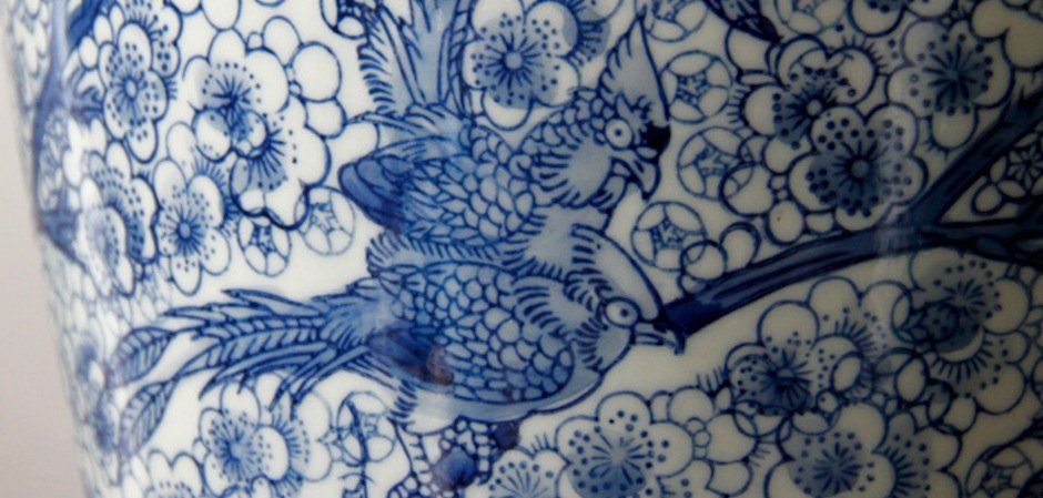 Китайская чайная ваза Blue birds
