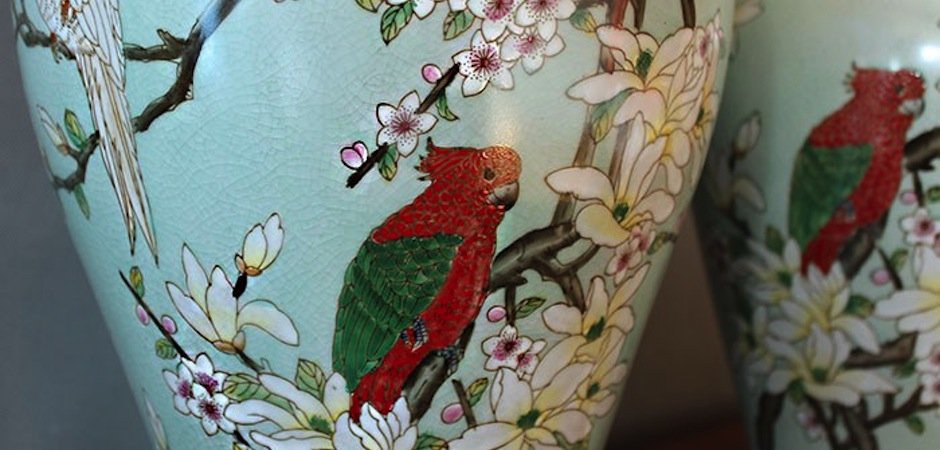 Китайская чайная ваза Parrots