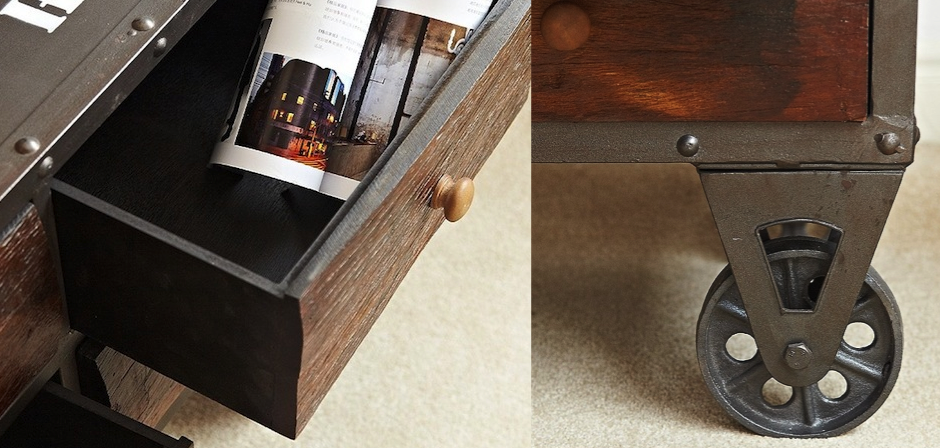 Комод в стиле Лофт на колёсах Rolling Loft Industrial