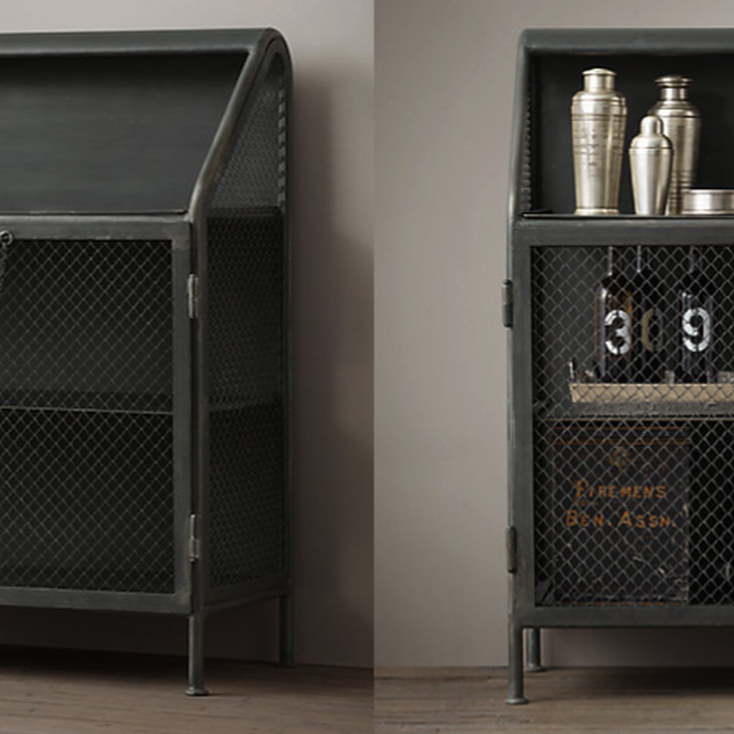 Бар металлический в стиле Лофт Vintage French Factory Bar Cart