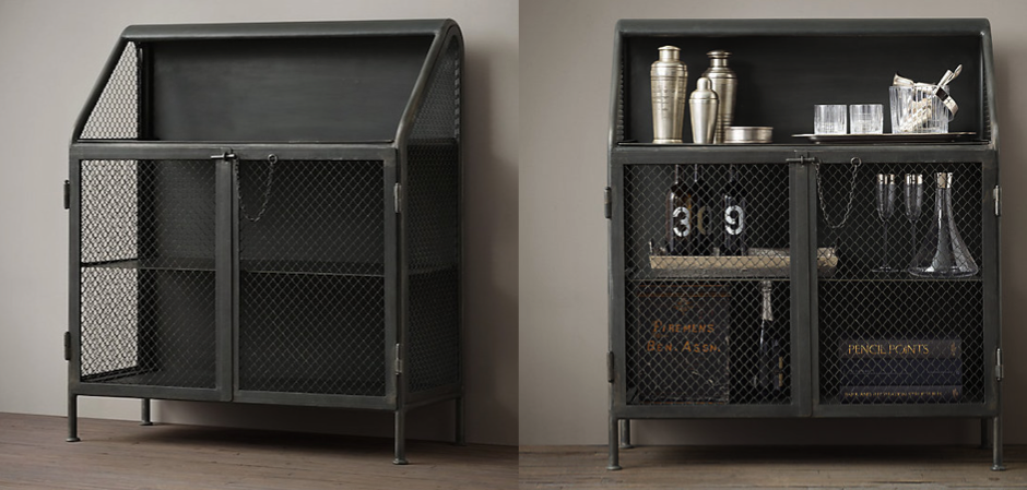 Бар металлический в стиле Лофт Vintage French Factory Bar Cart