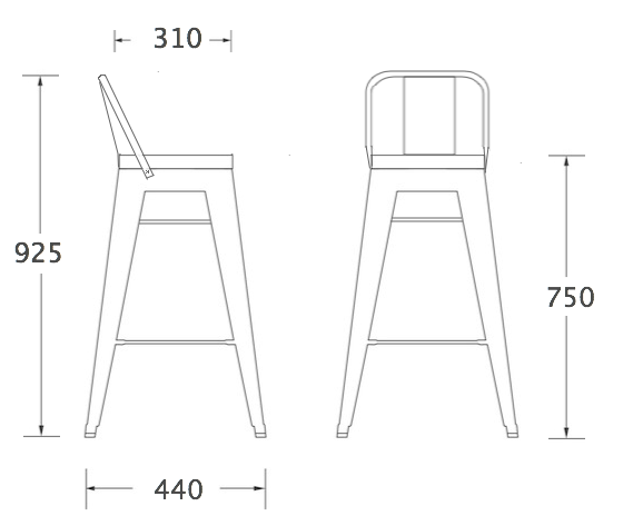 Барный стул Tolix Bar Stool 75 Backed