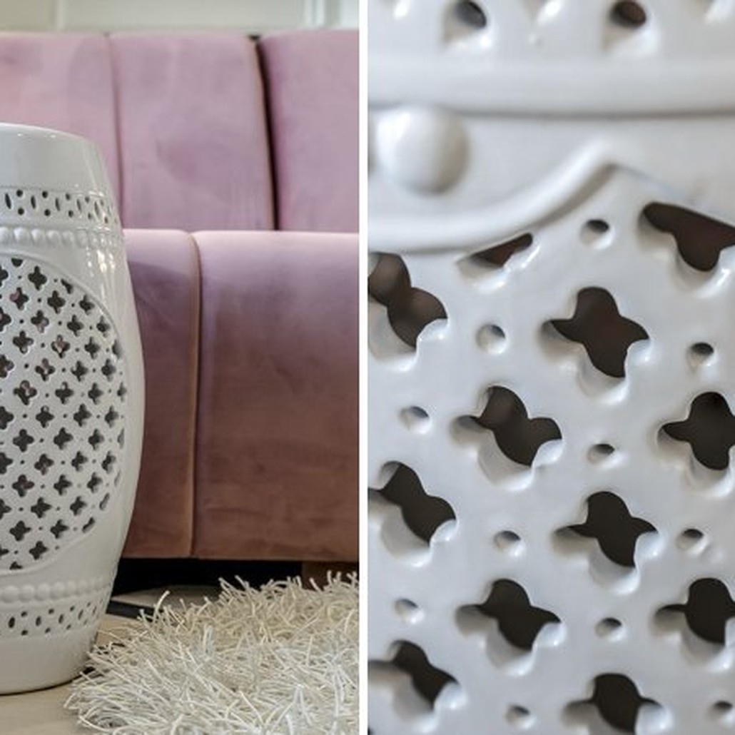 Керамический табурет Quatrefoil Garden Stool - White