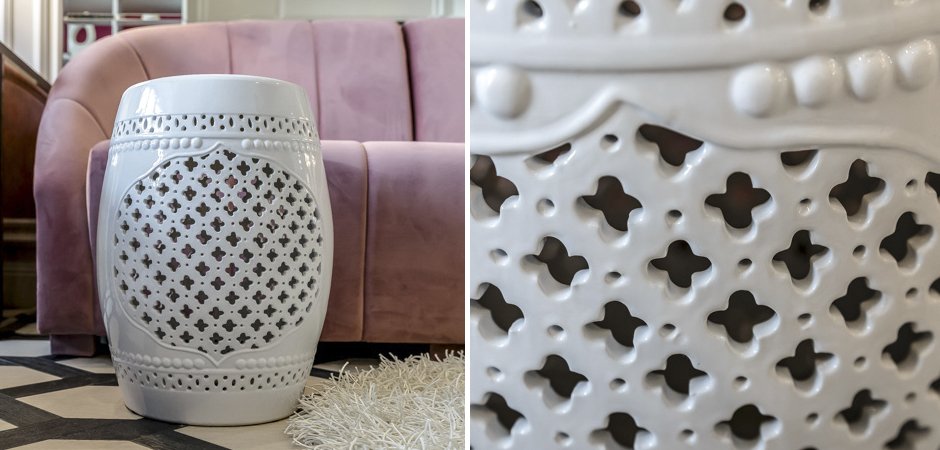 Керамический табурет Quatrefoil Garden Stool - White