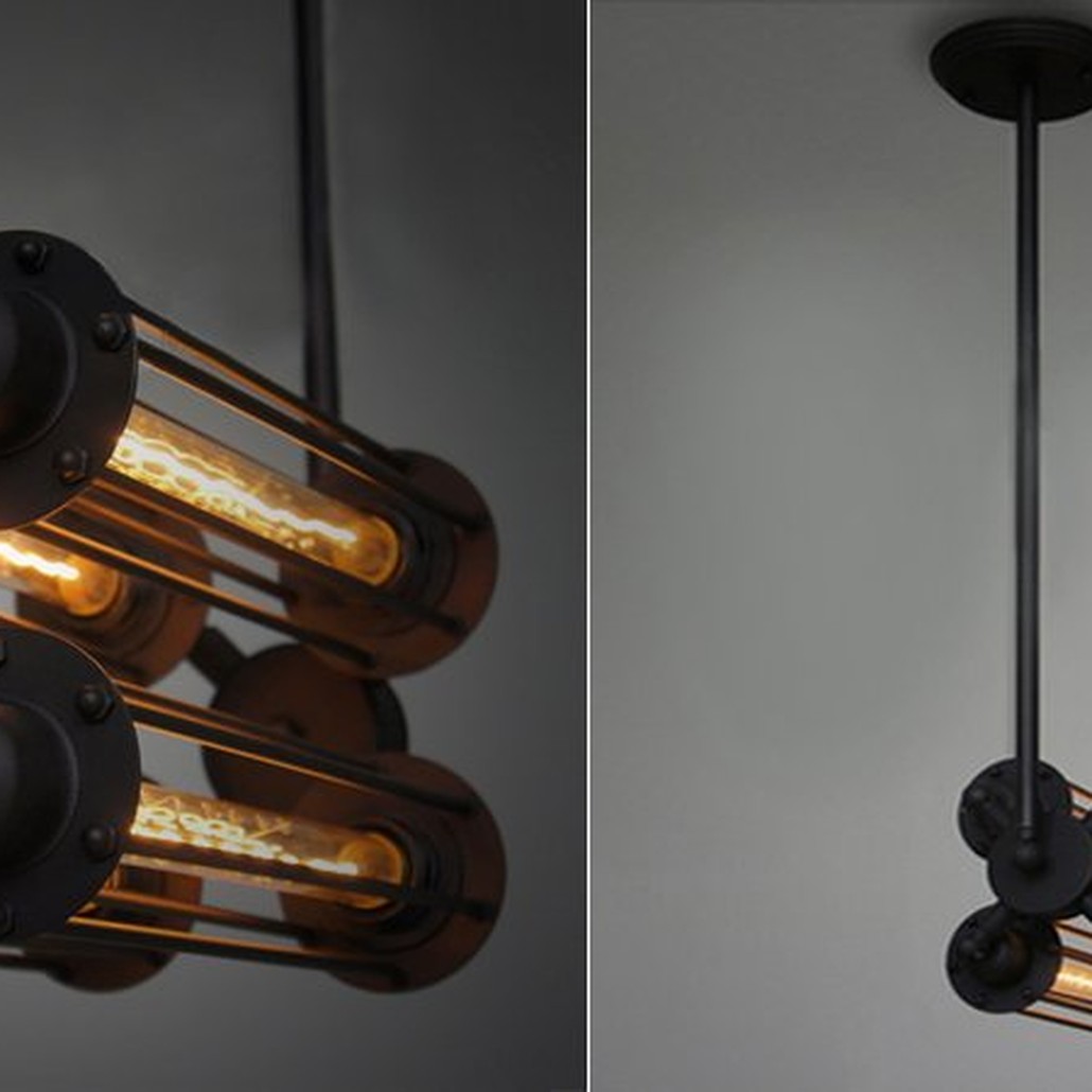 Подвесной светильник Loft Industrial Edison Cage Horizontal Quatro