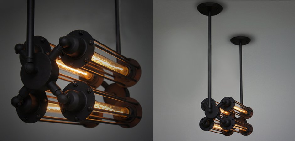 Подвесной светильник Loft Industrial Edison Cage Horizontal Quatro