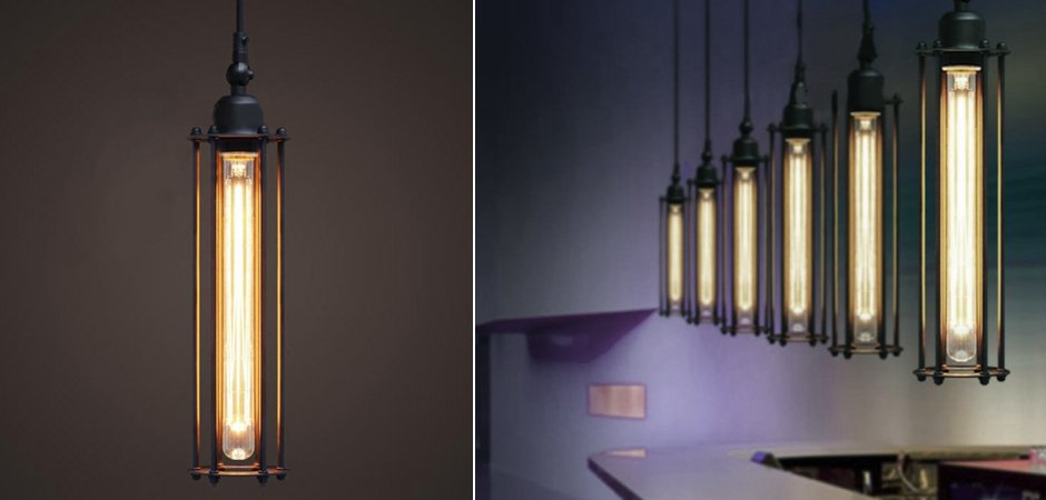 Подвесной светильник Loft Industrial Edison Cage Vetrical Momo