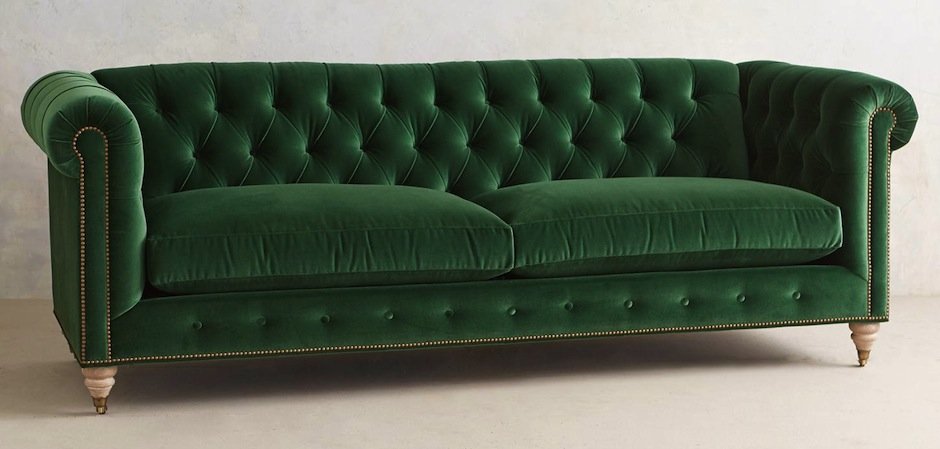 Трехместный диван Velvet Lyre Chesterfield Sofa