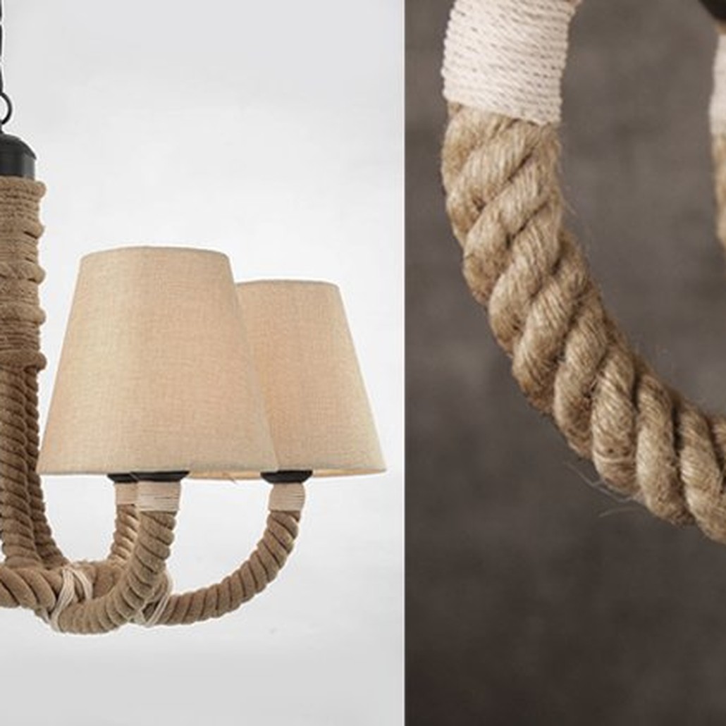 Люстра Rattan Chandelier Loft Rope Light
