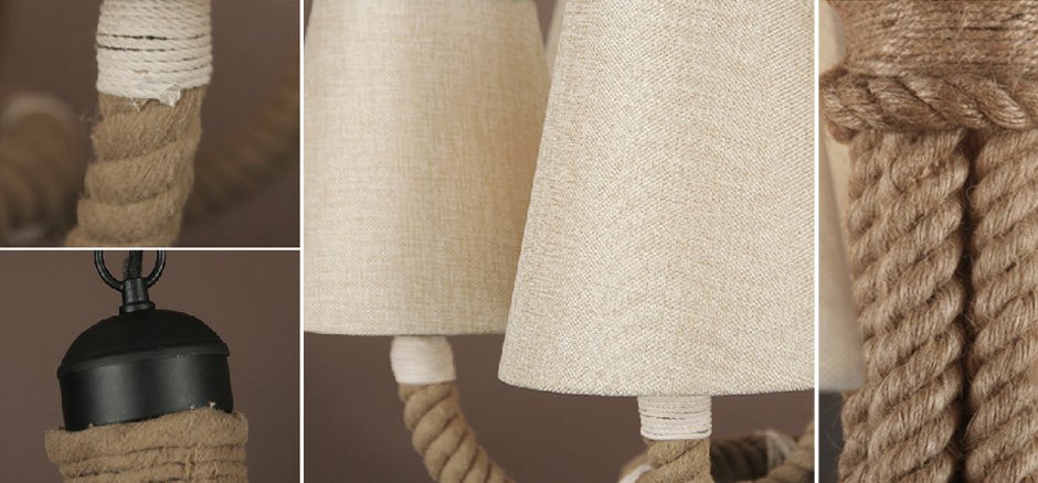 Люстра Rattan Chandelier Loft Rope Light