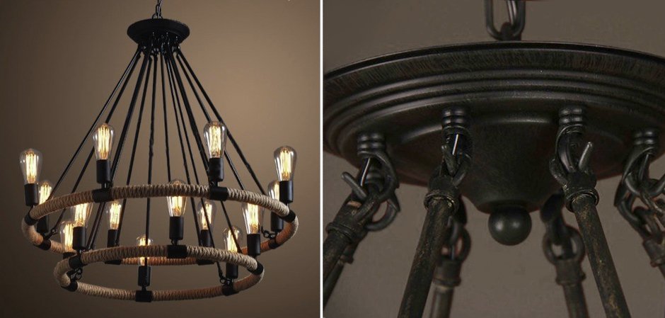 Люстра Round Tube Double Loft Rope Light