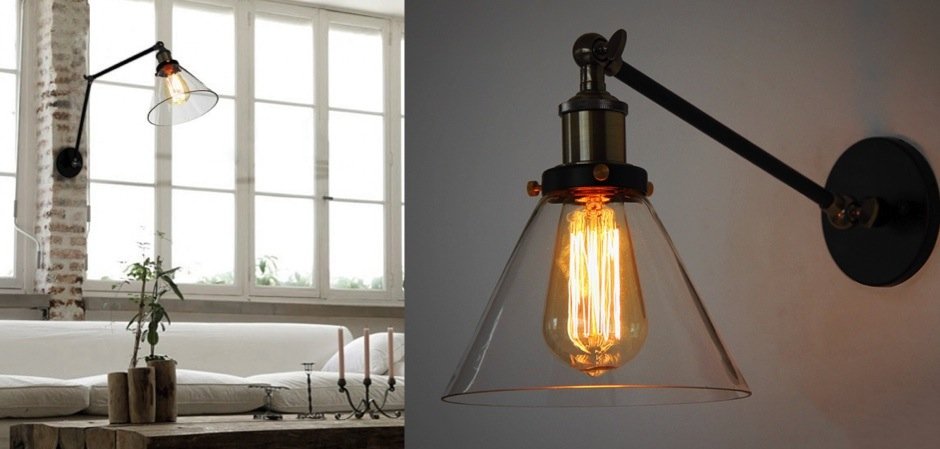 Бра Gloce Cone Shade Loft Industrial Glass