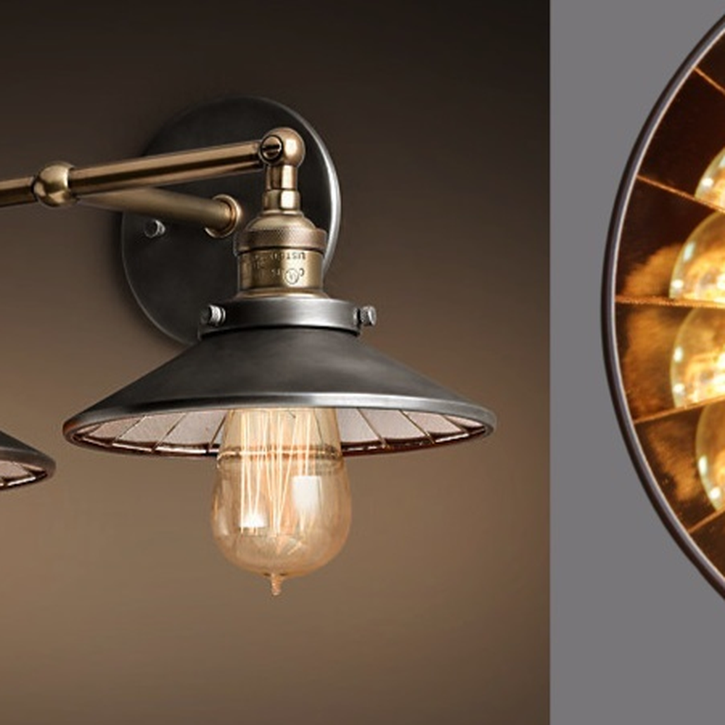 Бра Loft Cone 20th c.Factory filament Pendant Reflector Double