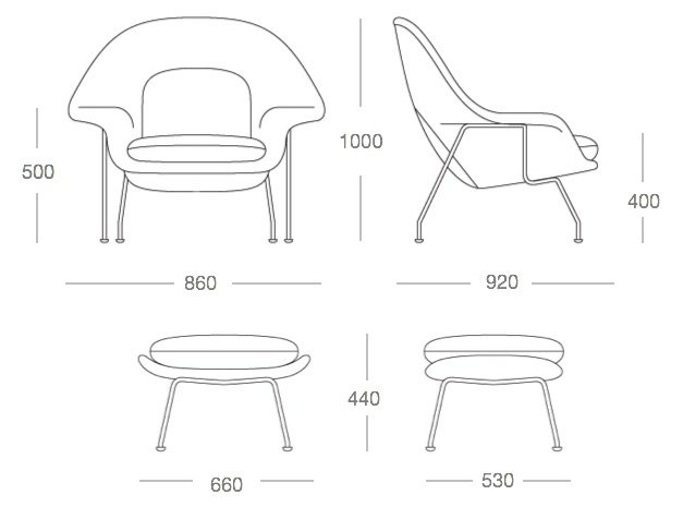 Кресло Womb Chair and Ottoman