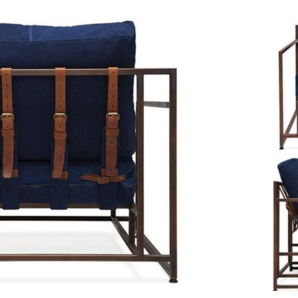 Кресло Kenn X Miller armchair Indigo and copper denim