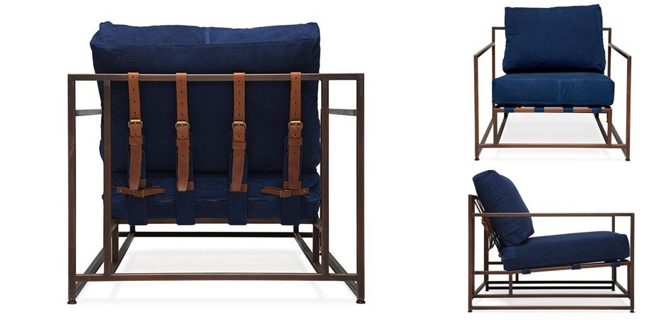 Кресло Kenn X Miller armchair Indigo and copper denim