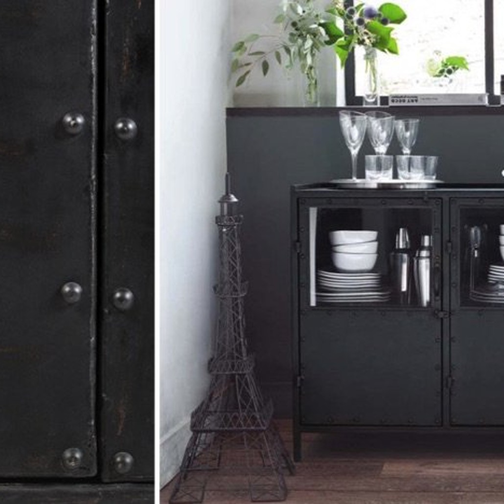 Буфет в стиле Лофт черный Industrial Vitre Big Buffet