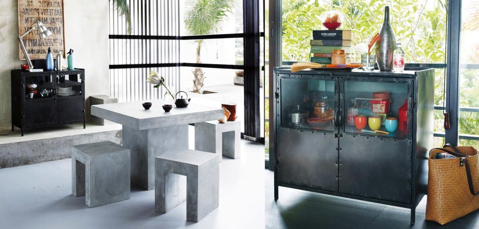 Буфет металлический в стиле Лофт Industrial Vitre Small Buffet