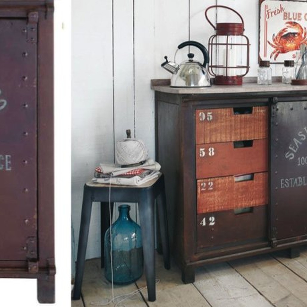 Буфет металлический с деревянными ящиками Industrial Rust Iron Buffet