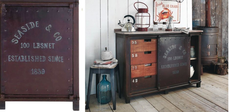 Буфет металлический с деревянными ящиками Industrial Rust Iron Buffet