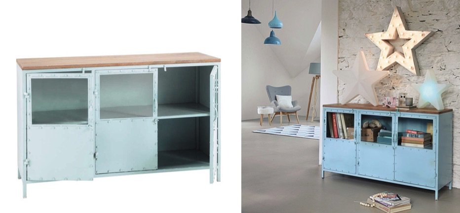 Буфет в стиле Лофт Industrial Rust Blue Chest Голубой