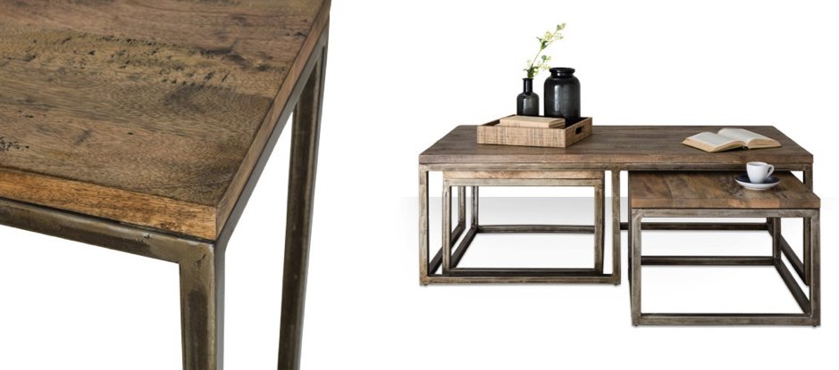 Журнальный стол Industrial Metal Rust Triple Table