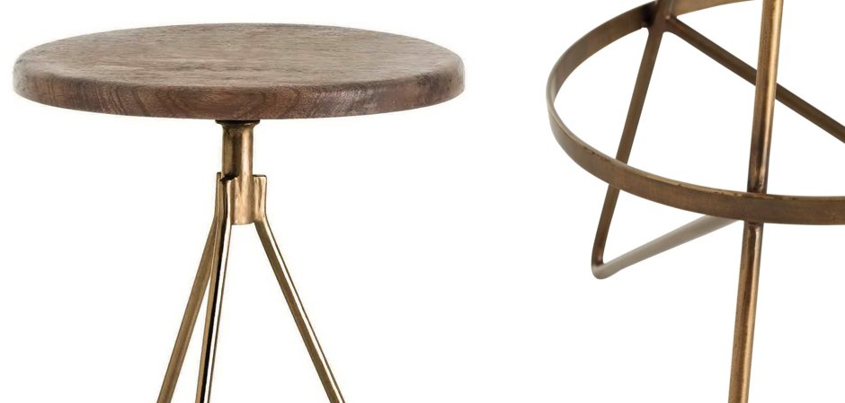 Барный стул Industrial Vintage Brass Iron Swivel Bar Stool