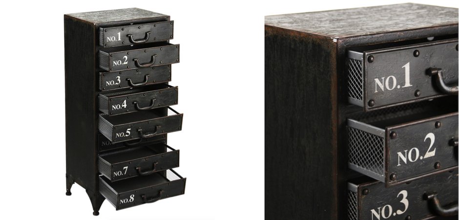 Комод металлический в стиле Лофт Industrial Loft Rustic Iron 8 Drawer Dresser