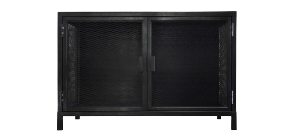 Буфет с 2-мя дверцами из металлической сетки Industrial Loft Dark Metal 2 Door Beto Cabinet