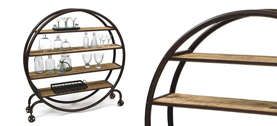 Стеллаж Industrial Metal Round Bookshelf