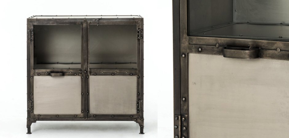 Комод металлический Industrial Steampunk Nickel 2 Door Cabinet