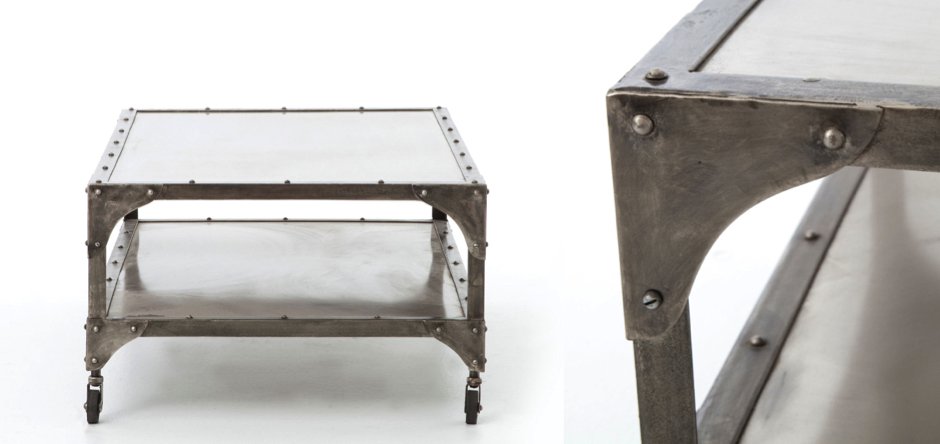 Кофейный стол Industrial Steampunk Nickel Coffee Table