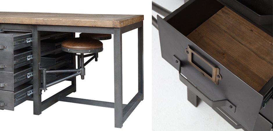 Большой рабочий стол Rupert Work Table Rustic