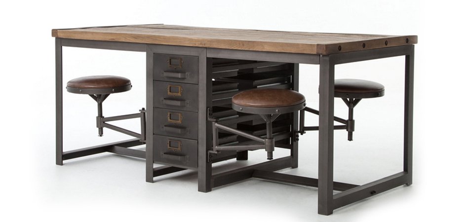 Большой рабочий стол Rupert Work Table Rustic