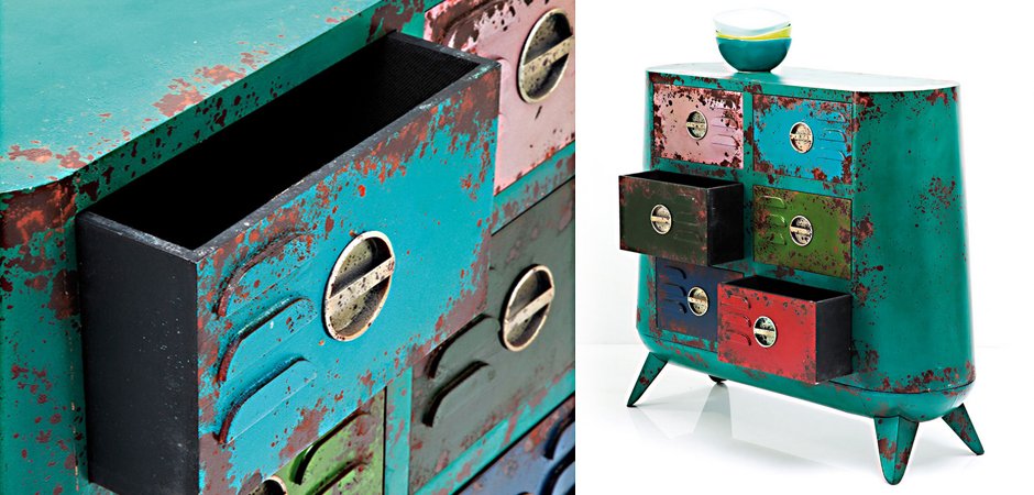 Комод металлический с цветными ящиками Retro Futurismo chest VI