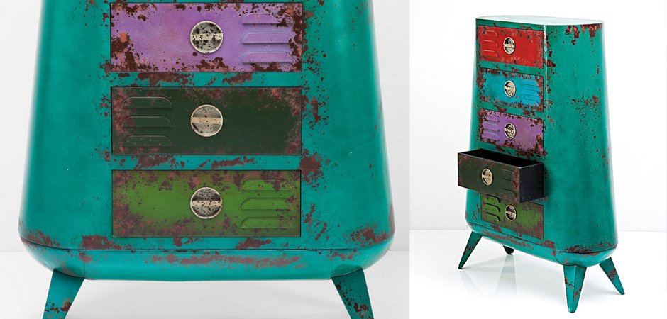 Комод металлический с цветными ящиками Retro Futurismo chest V
