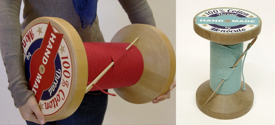 Дизайнерский табурет Thread Reel Wooden Stool