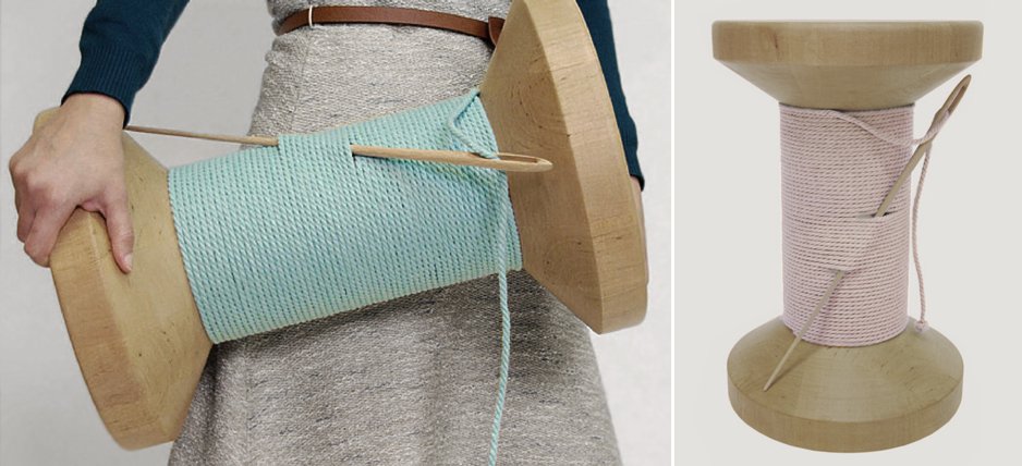 Дизайнерский табурет Thread Reel Wooden Stool