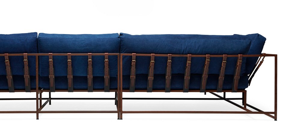 Угловой диван Indigo Denim and copper Sectional sofa