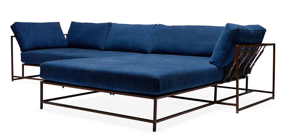 Угловой диван Indigo Denim and copper Sectional sofa