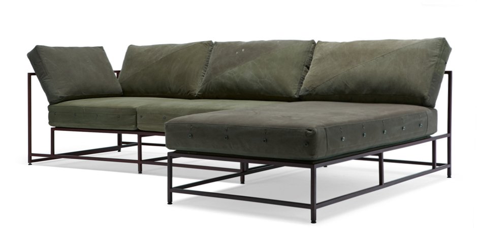 Угловой диван Olive Military Fabric Sectional sofa