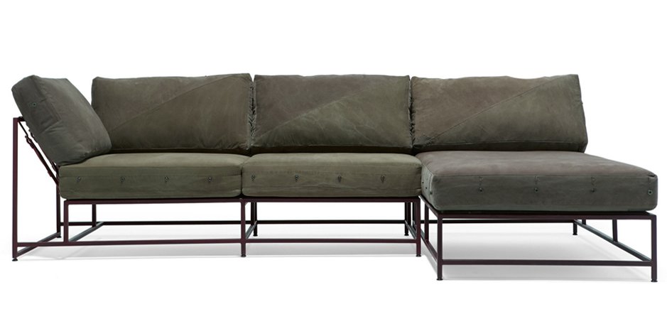 Угловой диван Olive Military Fabric Sectional sofa